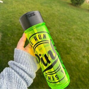 Victoria’s Secret PINK | Neon Green & Black Water Bottle “We Run This Beach”